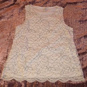 White and Black Lace Detail Tank Top